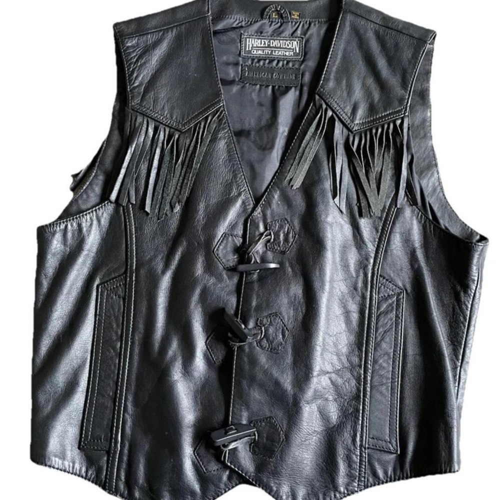 70s Vintage Women's Harley Davidson Leather Fringe Vest